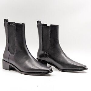 Tory Burch Women Classic Chelsea Elastic Panel Black Nappa Leather Boots sz 6